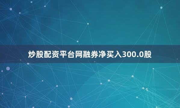 炒股配资平台网融券净买入300.0股